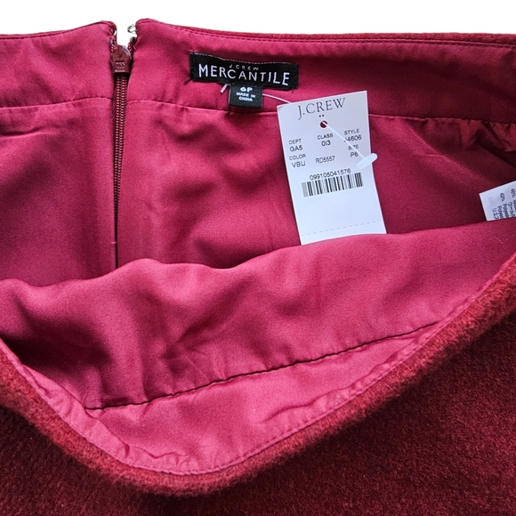 New J.Crew Red Wool Blend Lined Pencil Skirt Size 6P - Picture 9 of 10